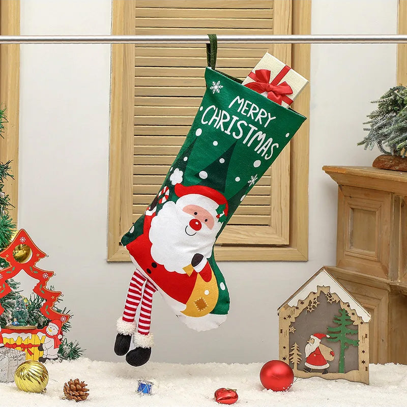 Thickened Letter Knitting Christmas Socks Xmas Tree Ornaments Stocking Home Gift