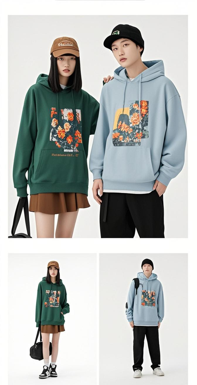 Custom Hooded Sweatshirt with Your Image Cotton Loose Couple jacket Customised LOGO Pattern