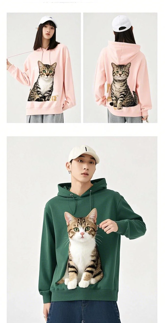 Custom Hooded Sweatshirt with Your Image Cotton Loose Couple jacket Customised LOGO Pattern