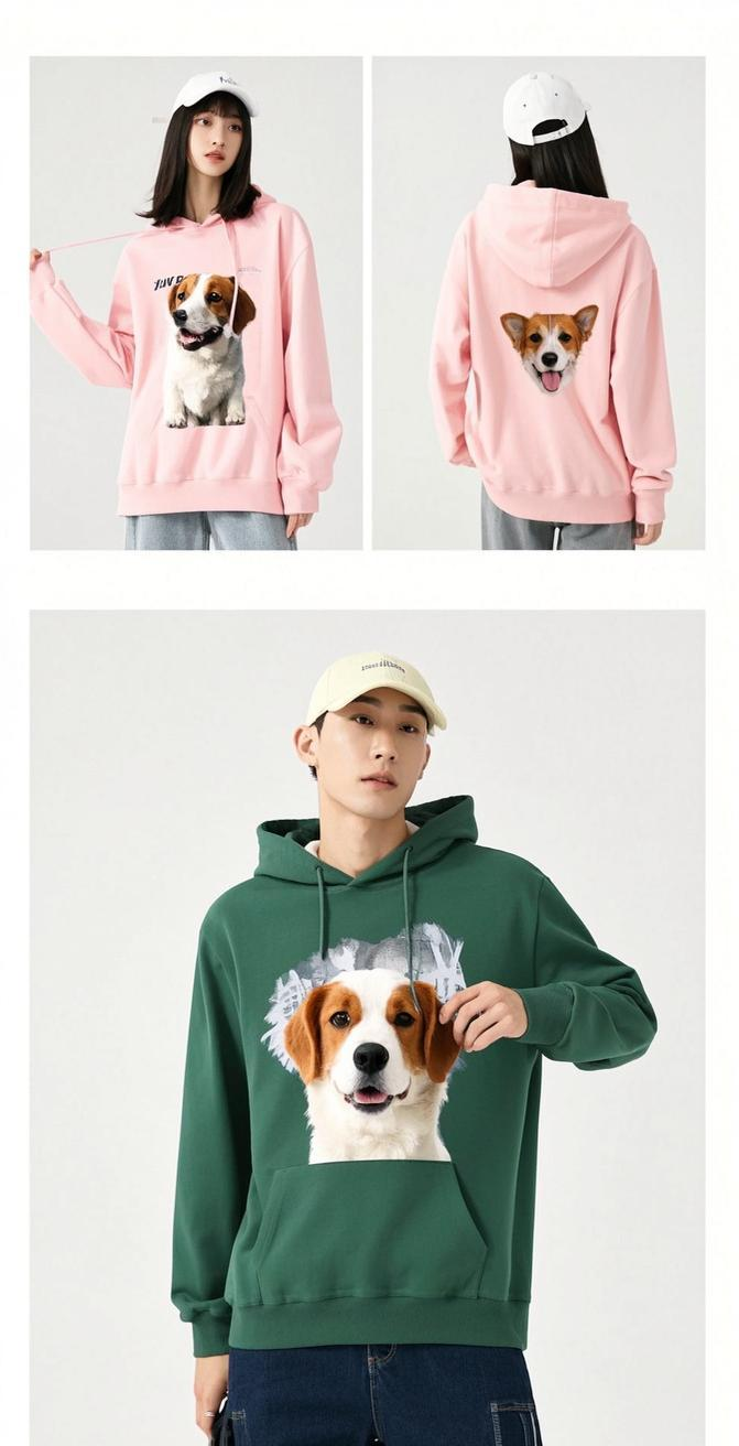 Custom Hooded Sweatshirt with Your Image Cotton Loose Couple jacket Customised LOGO Pattern