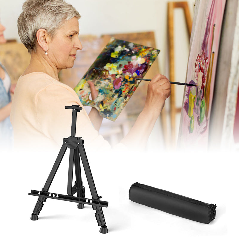 17"-66" Aluminum Tripod Adjustable Artist Field Black Display Easel with Bag Stand for Table-Top/Floor Painting