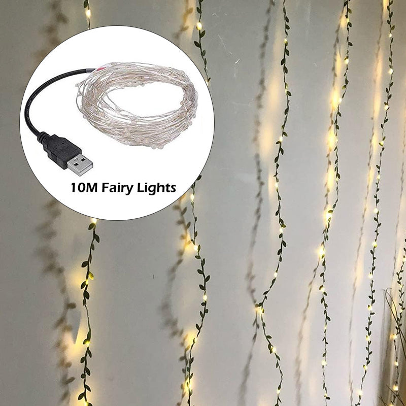 10M Fairy Lights with Artificial Vines 100LEDS USB Powered Indoor Outdoor