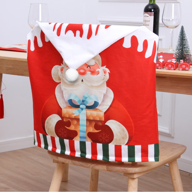 Christmas Series Chair Covers Dining Slipcovers Seat Santa Claus Home Party Decoration