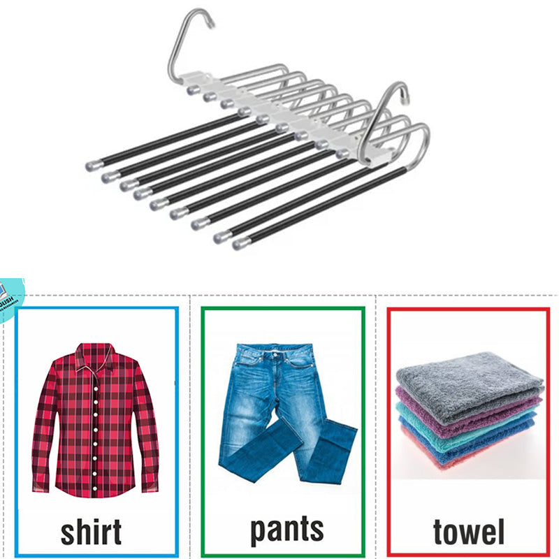 Magic Pants Hangers Space Saving 2 Pack For Closet Multiple Layers Multifunction