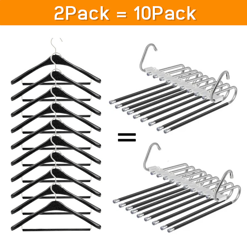 Magic Pants Hangers Space Saving 2 Pack For Closet Multiple Layers Multifunction