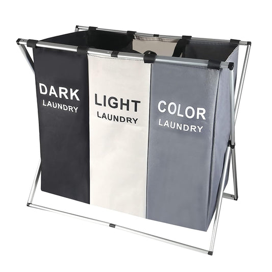Laundry Basket Organizer 92L Cloth Hamper Bag Bin Foldable  with Aluminum Frame
