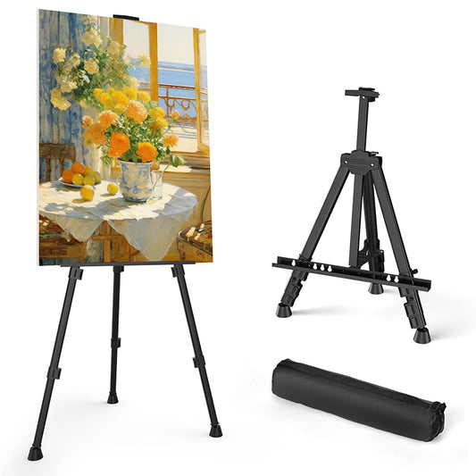 17"-66" Aluminum Tripod Adjustable Artist Field Black Display Easel with Bag Stand for Table-Top/Floor Painting