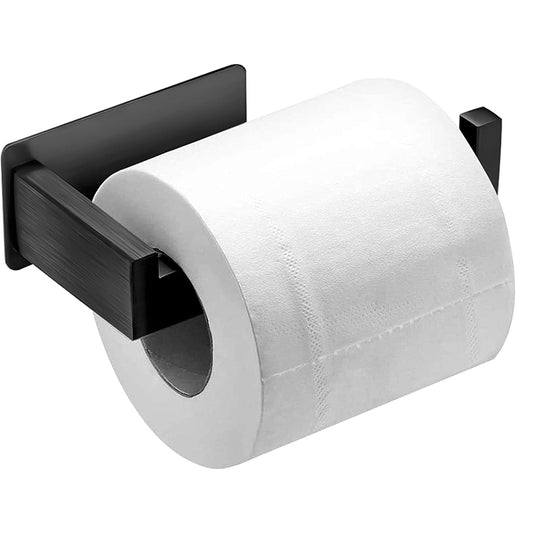 Self Adhesive Toilet Paper Roll Holder Storage Shelf Bathroom Washroom Stainless Steel Black Wall Mount Holder